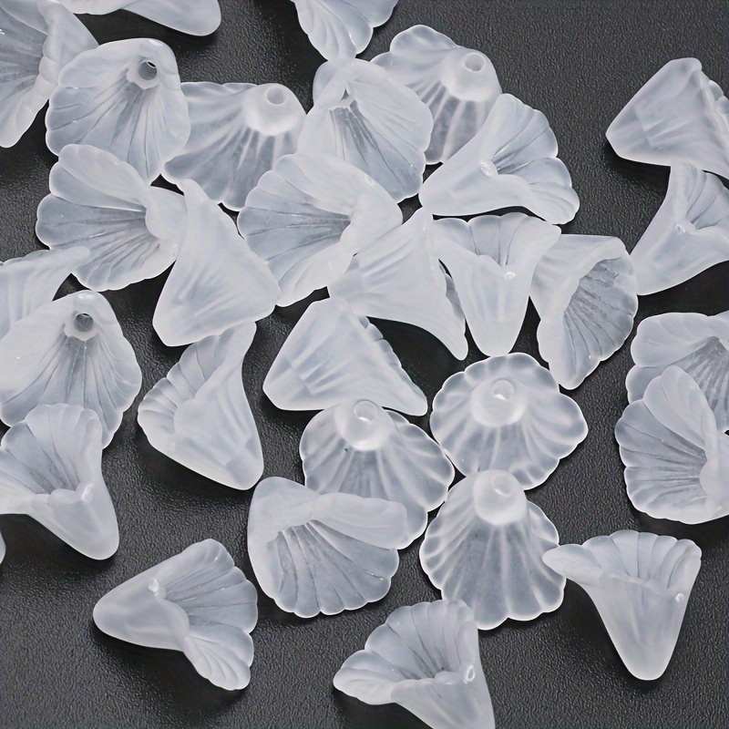 100pcs 12mm Frosted Acrylic Bell Flower Beads DIY Jewelry Making Crafts